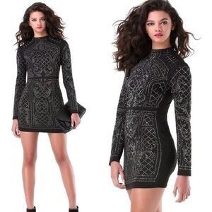 💋 Bebe black bedazzled Studded Embellished Dress XS new with tags 💋